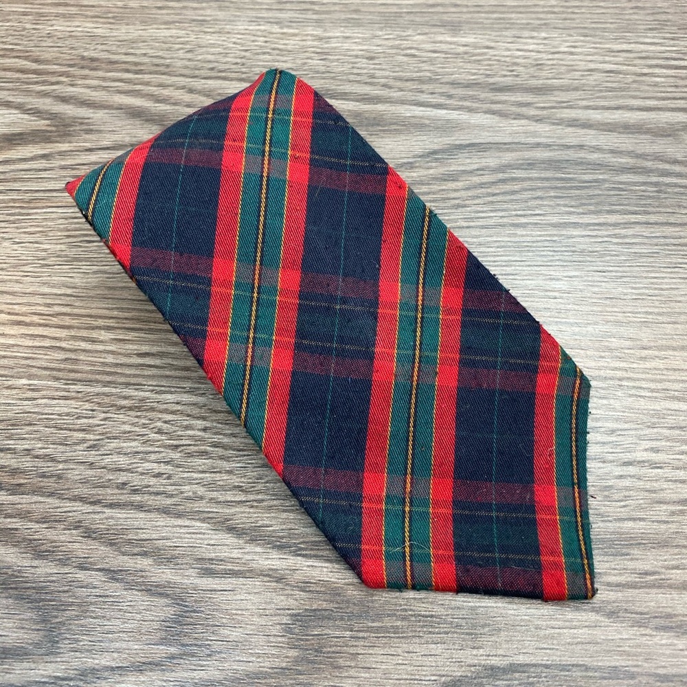 American Eagle Navy, Red & Green Plaid Tie